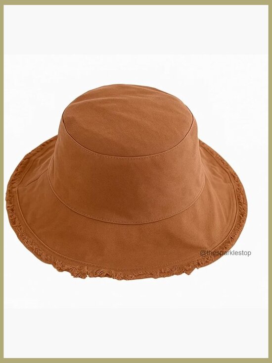 Frayed Edge Bucket Hat, Soft Washed Cotton, Foldable Sun Hat main image 7